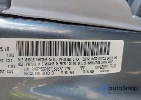 2008 Chrysler Pt Cruiser Touring from USA, damaged, VIN 3A8FY58B08T150977